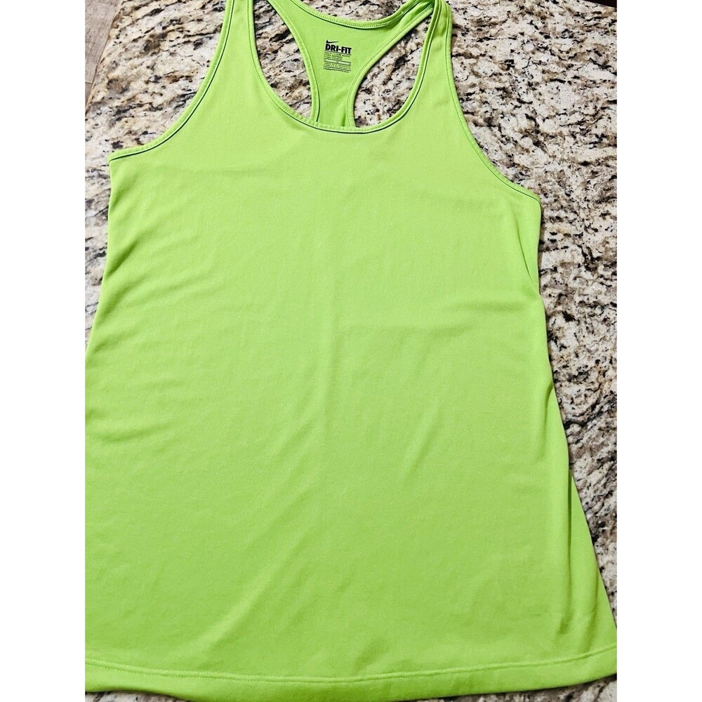 Nike Dri-FIT Women’s Medium Volt Lime Green Racerback Athletic Tank Top Workout - Picture 3 of 7